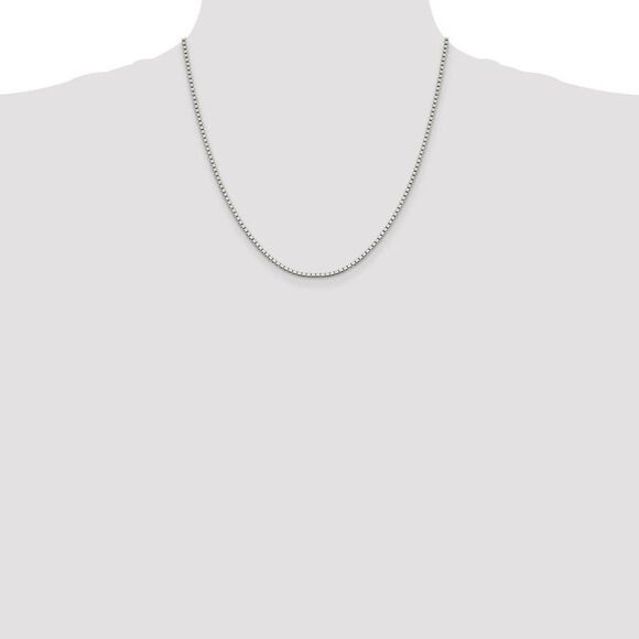 1.9mm, Sterling Silver, Solid Box Chain Necklace, 20 Inch